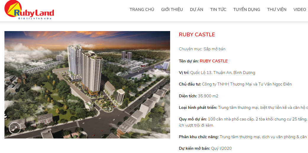Khu dân cư Ruby Castle Bình Dương Thị xã Thuận An