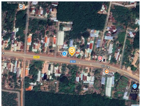 SANG GẤP LÔ ĐẤT 1.280M2 ĐỐI DIỆN CHỢ, MẶT TIỀN QL14 60M,DÂN SINH SẦM UẤT, CAO TỐC CẶP TP ĐÚNG 480TR