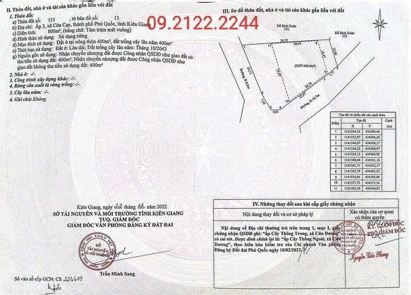 Bán nhà 800m² có sẵn 400m² thổ cư ngang 70m Cửa Cạn giá 7 tỷ tại Đặc khu Phú Quốc