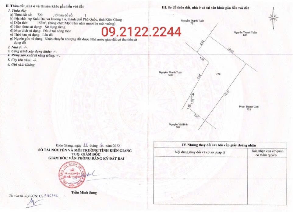 Bán Đất 153m² giá 2.2 tỷ Ngang 12m Suối Đá tại Đặc khu Phú Quốc An Giang