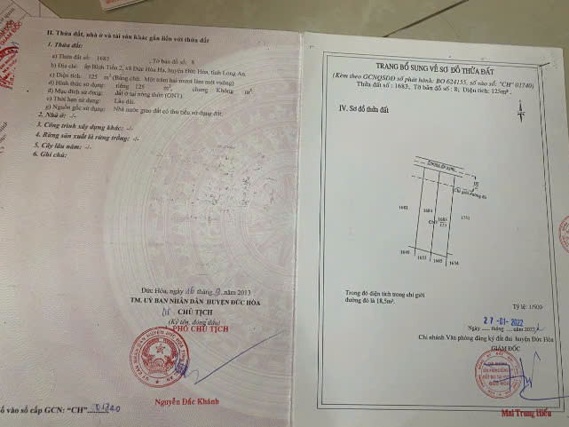 CHÍNH CHỦ CẦN BÁN NHANH 3 LÔ ĐẤT LIỀN KỀ TẠI ẤP BÌNH TIỀN,ĐỨC HÒA HẠ, LONG AN