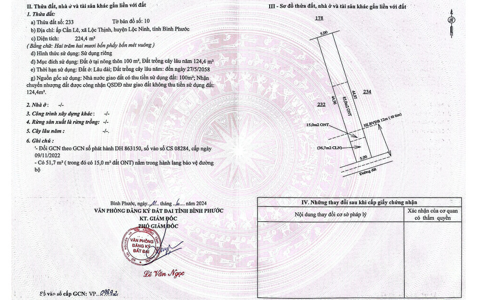 Đất Thổ cư chính chủ mặt tiền đường 24m