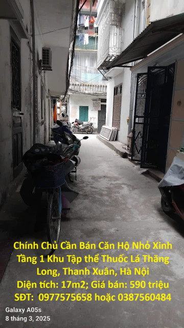Chính Chủ Cần Bán Căn Hộ Nhỏ Xinh Tầng 1 Khu Tập thể Thuốc Lá Thăng Long, Thanh Xuân, Hà Nội