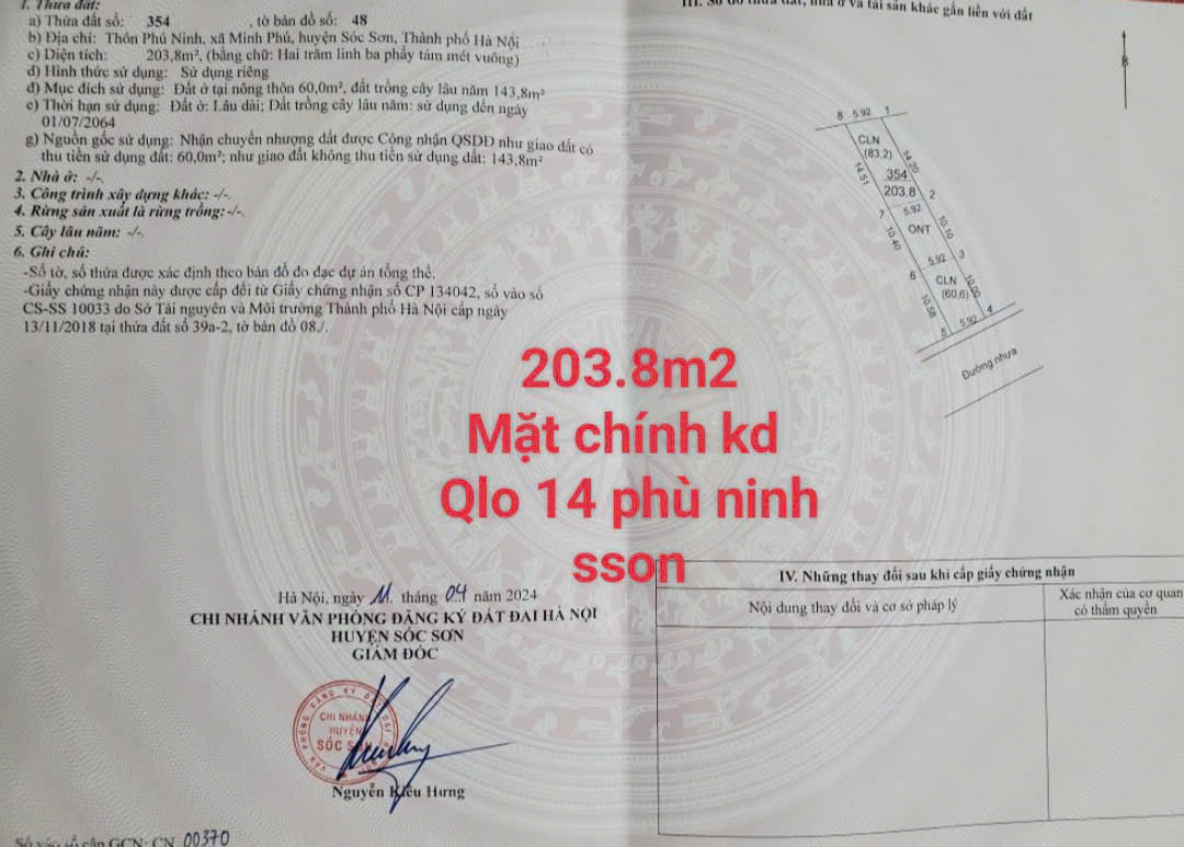 ĐẤT ĐẸP - GIÁ TỐT - Vị Trí Đắc Địa Tại Phù Ninh, Minh Phú, Sóc Sơn, TPHN