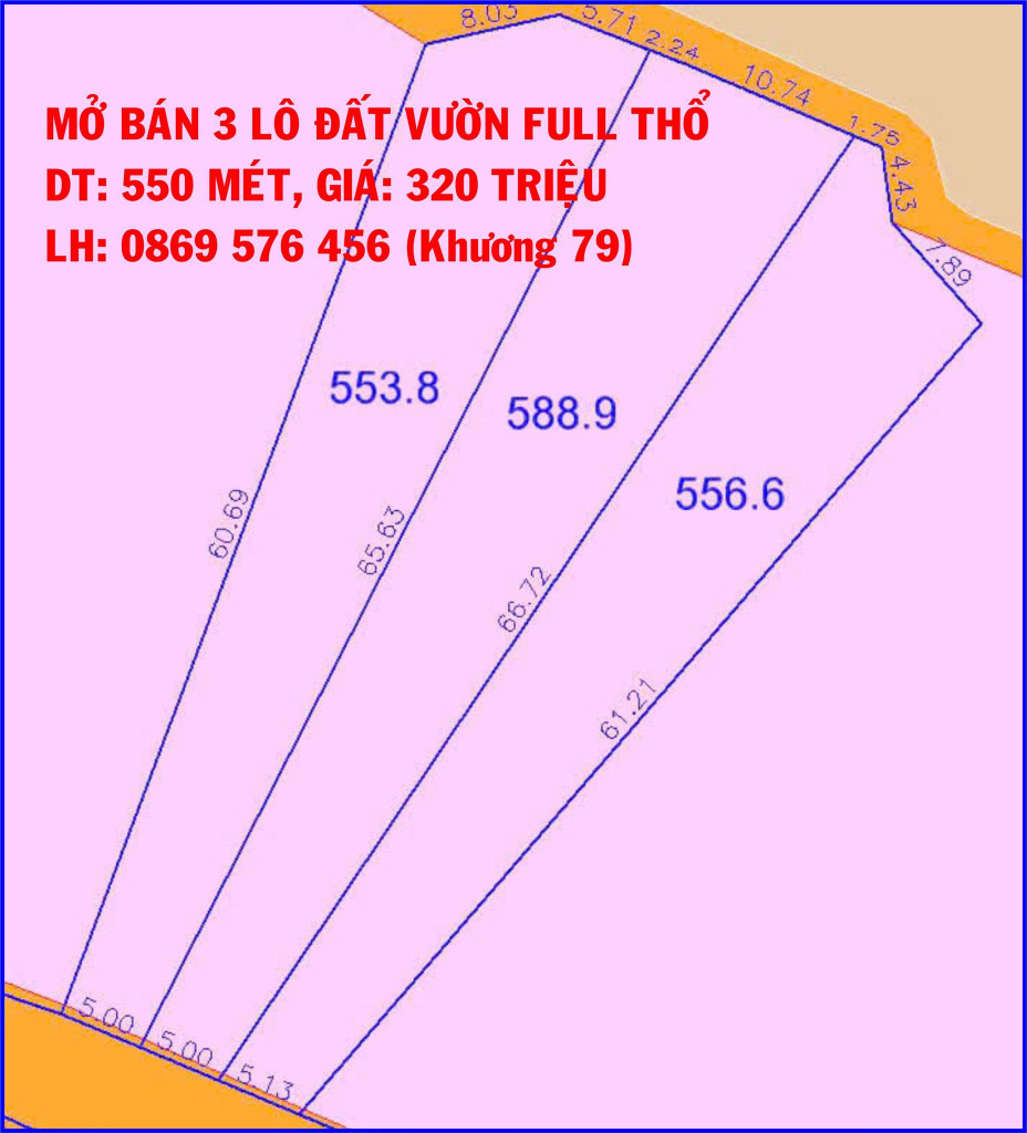 MỞ BÁN 3 LÔ ĐẤT VƯỜN GIÁP SUỐI TẠI KHÁNH VĨNH, KHÁNH HOÀ