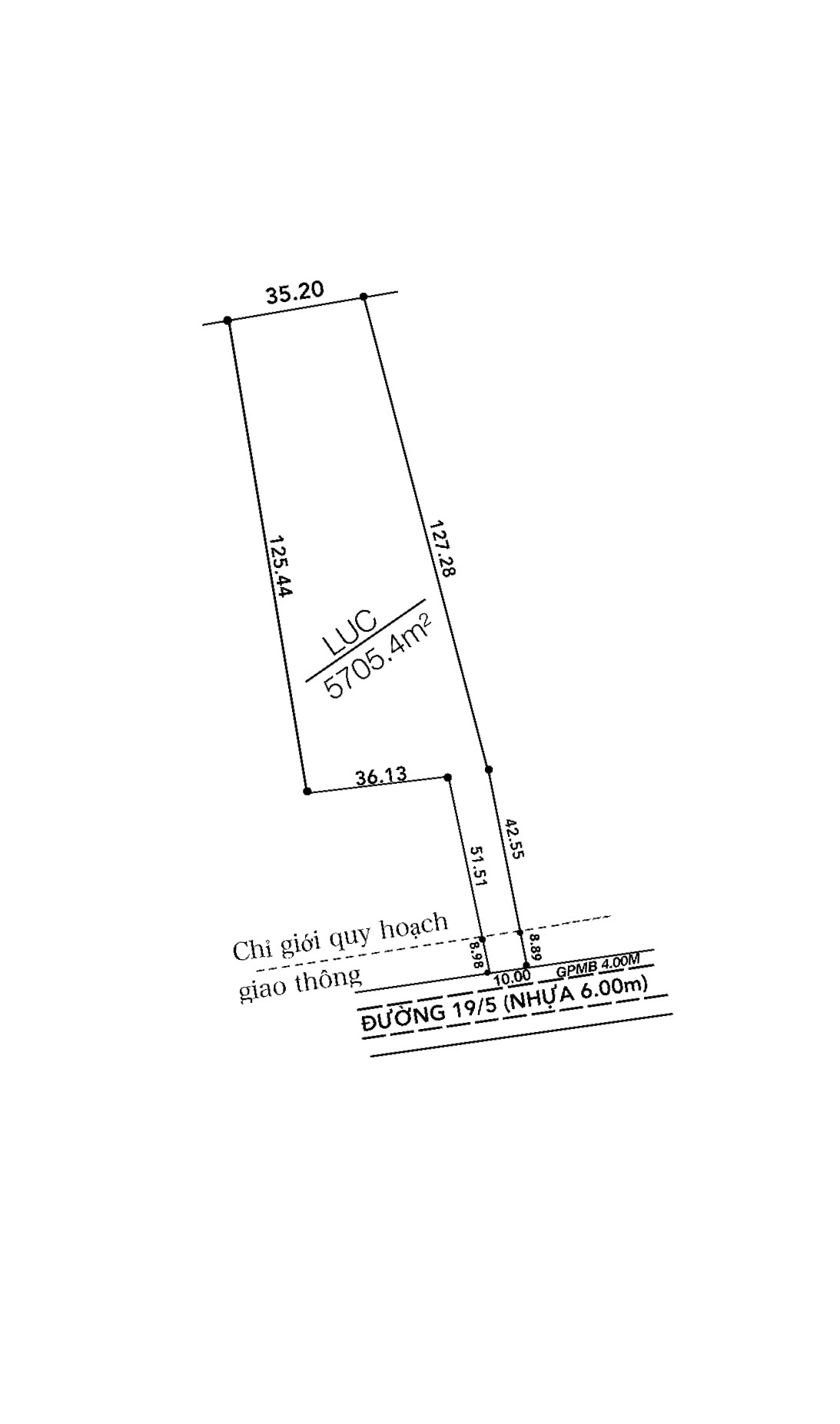 Mặt tiền đường 19/5 Vĩnh Lợi. Đối diện biệt thự Nguyễn Huỳnh Như
Bán đất 5705m² ngang 10m giá 3 tỷ tại