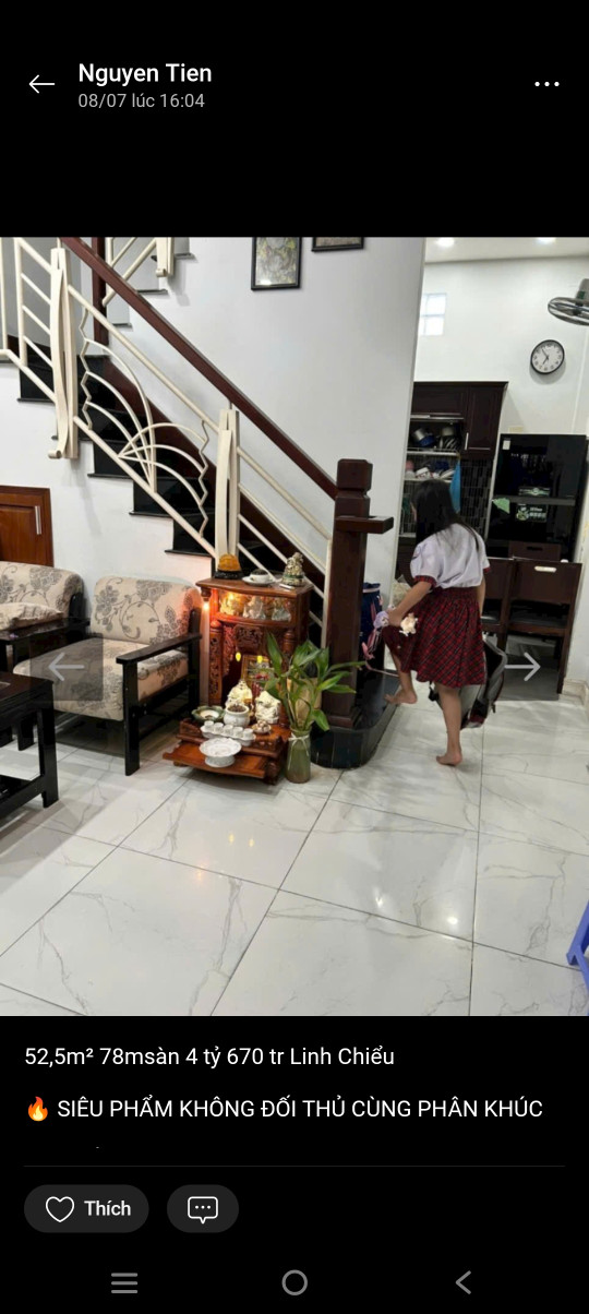 Nhà trường thọ 4ty670 1trệt 1lầu