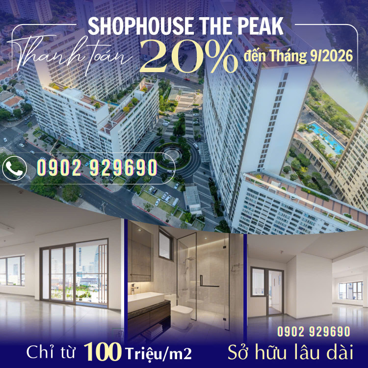 The Peak Midtown tầng 2 và 3 - Giá Shophouse bằng giá căn hộ. Thanh toán 20% đến tháng 9/2026