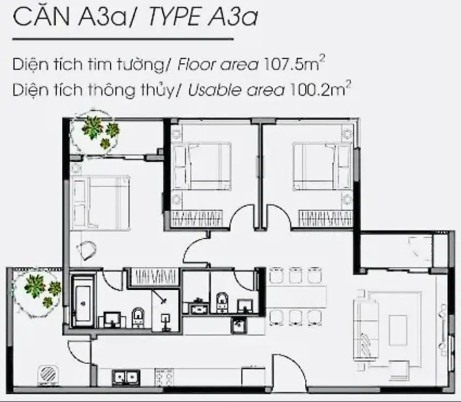 Căn hộ chung cư Celadon Tân Phú-khu VIP- Diamond Alnata-107m2-3PN-Block A tầng 3- Giá rẻ nhỉnh 6 tỷ