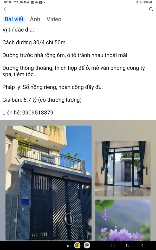 Bán nhà 1 trệt 2 lầu mặt tiền hẻm đường 30 tháng 04 vừa trở thành phố Vũng Tàu