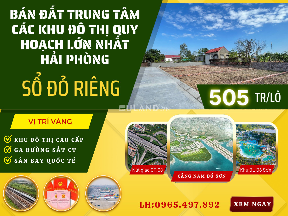 Giá chỉ 505tr có ngay lô đất sổ đỏ sát tuyến đường bộ ven biển Ninh Bình-Hải Phòng