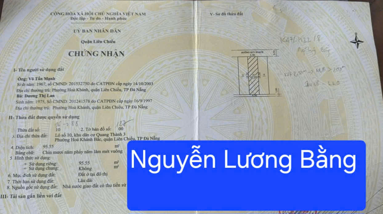 Bán lô đất kiệt đối diện trường Đại Học Bách Khoa; K47 NGUYỄN LƯƠNG BẰNG