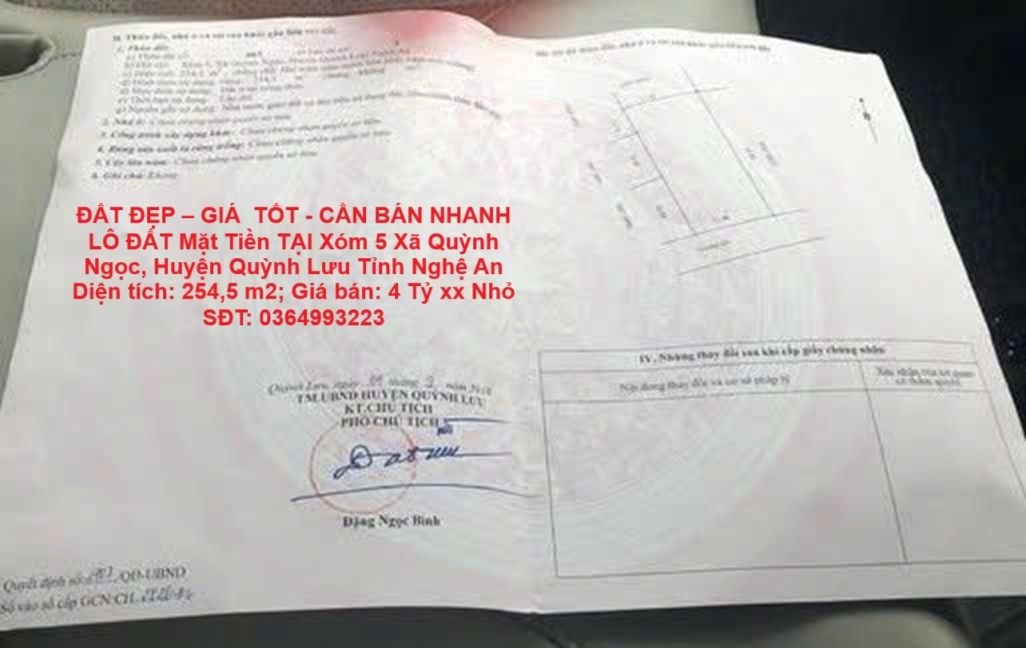 ĐẤT ĐẸP – GIÁ  TỐT - CẦN BÁN NHANH LÔ ĐẤT Mặt Tiền TẠI Xóm 5 Xã Quỳnh Ngọc, Huyện Quỳnh Lưu Tỉnh Nghệ An