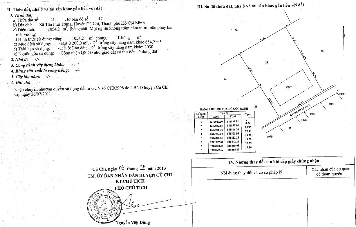 Chính chủ cần bán nhà vườn 1000m2 đất ấp Cây Da, Tân Phú Trung