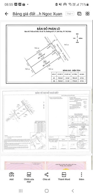 "Đât đường 9-Phạm Văn Đồng, Linh Tây Thủ Đức  4.8tỷ/78m2 thổ cư.