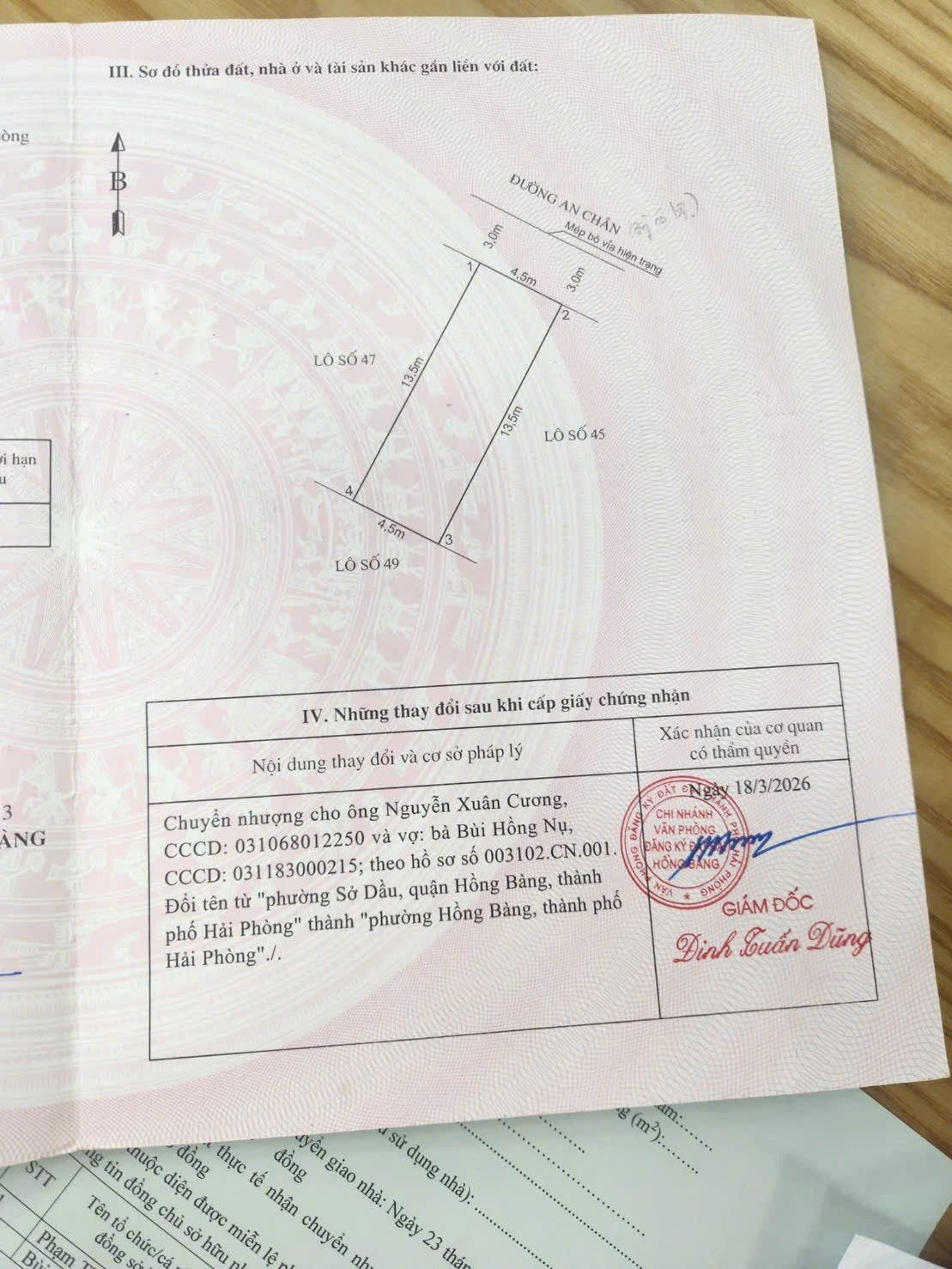 ❌❌❌ MỘT LÔ DUY NHẤT PHÂN LÔ AN CHÂN, SỞ DẦU, HỒNG BÀNG 60,7M² GIÁ 4,05 TỶ ❌❌❌