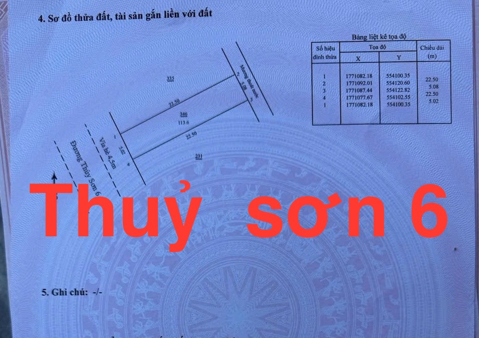 2 lô Đất đường Thủy Sơn  6, Khuê Mỹ, NHSơn, Đ Nẵng, 225m2/11,x  tỷ