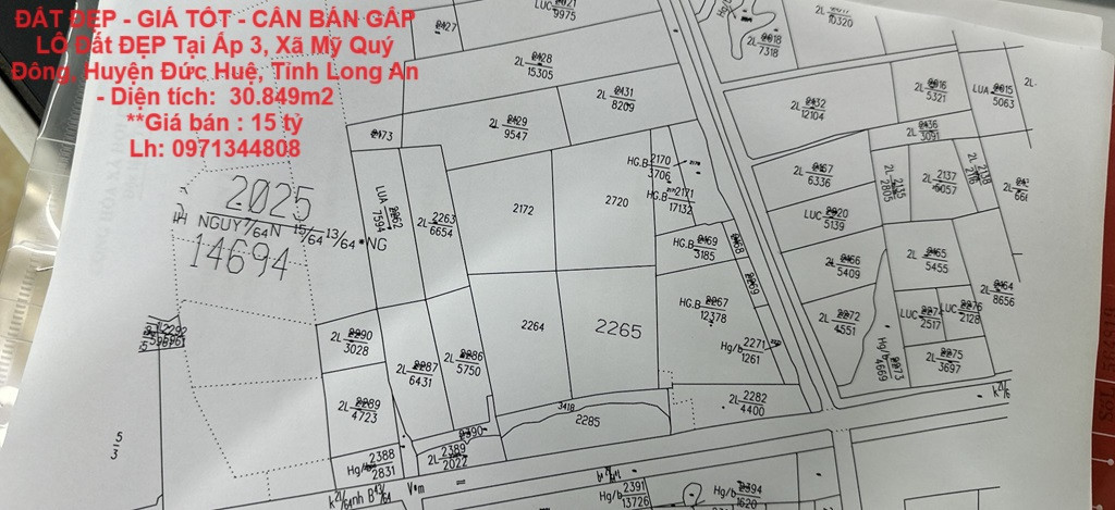 ĐẤT ĐẸP - GIÁ TỐT - CẦN BÁN GẤP LÔ Đất ĐẸP Tại Ấp 3, Xã Mỹ Quý Đông, Huyện Đức Huệ, Tỉnh Long An