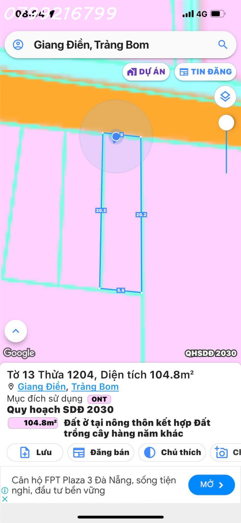 Giang điền Trảng Bom Đồng Nai sổ riêng thổ cư mặt tiền đường nhựa thông . Gía bán 1 tỷ , lh 0799 216 799 em Trinh.