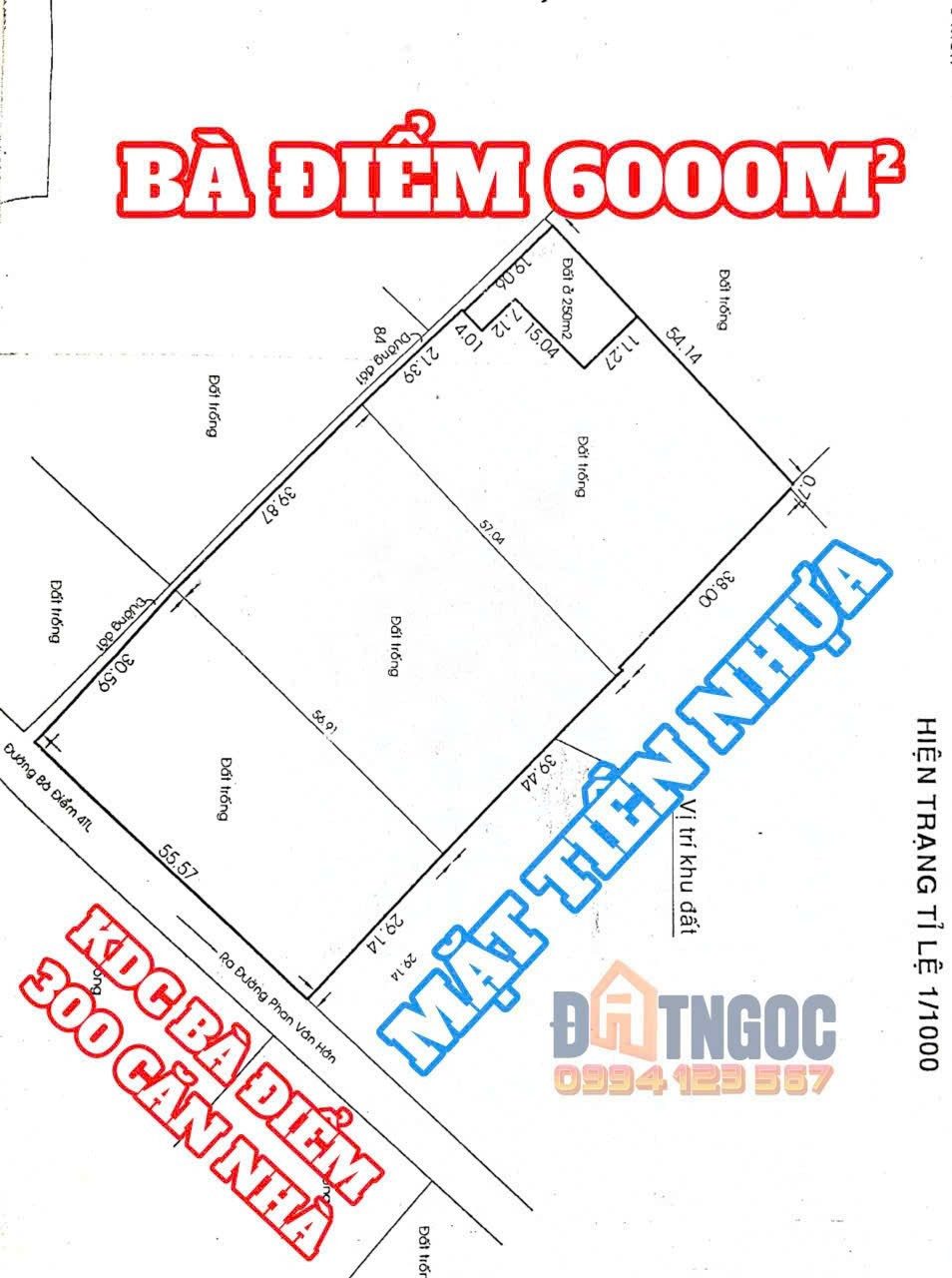 🟥Bán đất 6000m² có sẵn 250m² thổ cư ngang 55m giá 69 tỷ tại Đường Bà Điểm 4 Xã Bà Điểm Hóc Môn