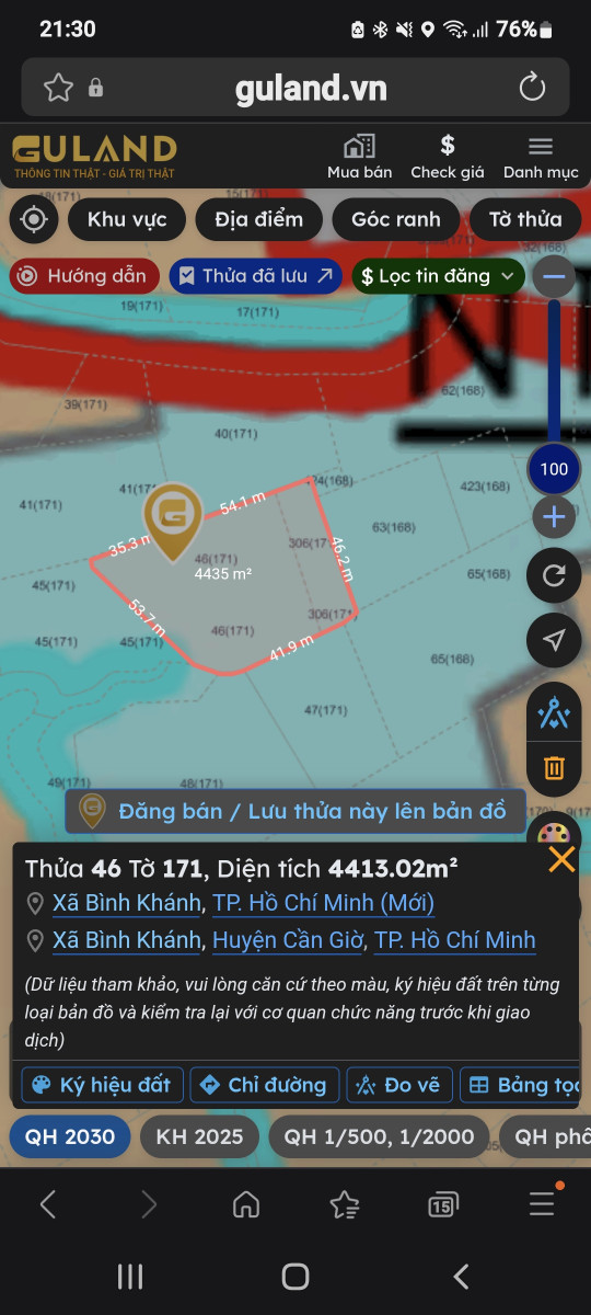 Bán đất 1843,3m² giá 3.2 tỷ Xã Bình Khánh