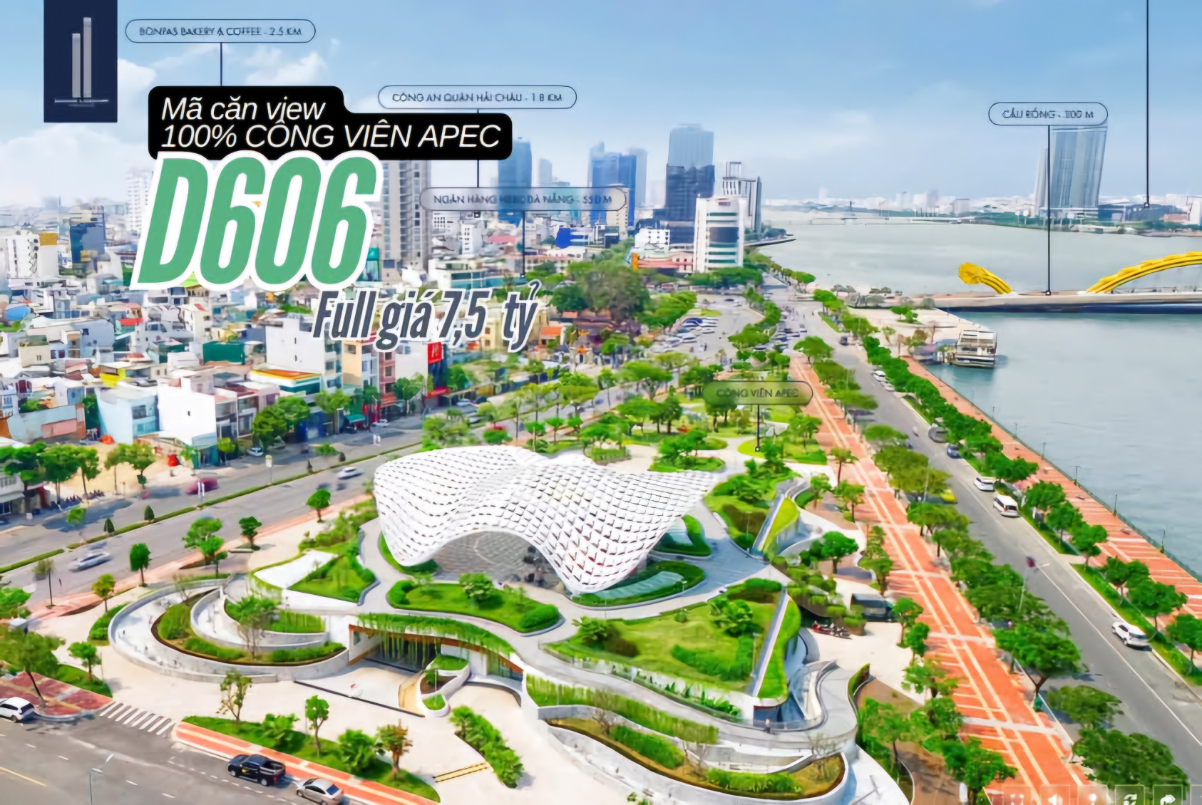 Căn hộ cao cấp Landmark sống đẳng cấp, view sông hàn đắt giá.  Căn hộ 2PN - 2WC | view trực diện Sông Hàn | Kế bên Công viên APEC. Giá chỉ từ 107 triệu/m². Cơ hội sở hữu căn hộ đẳng cấp tại trung tâm Đà Nẵng.  Vị trí kim cương đẳng cấp tiên phong: Mặt tiề