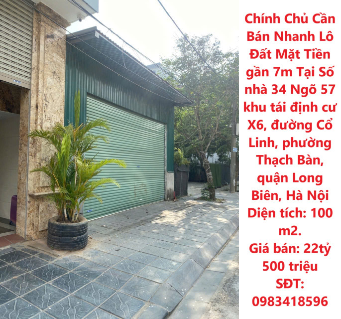 Chính Chủ Cần Bán Nhanh Lô Đất Mặt Tiền gần 7m Tại Phường Thạch Bàn, Quận Long Biên, tp Hà Nội