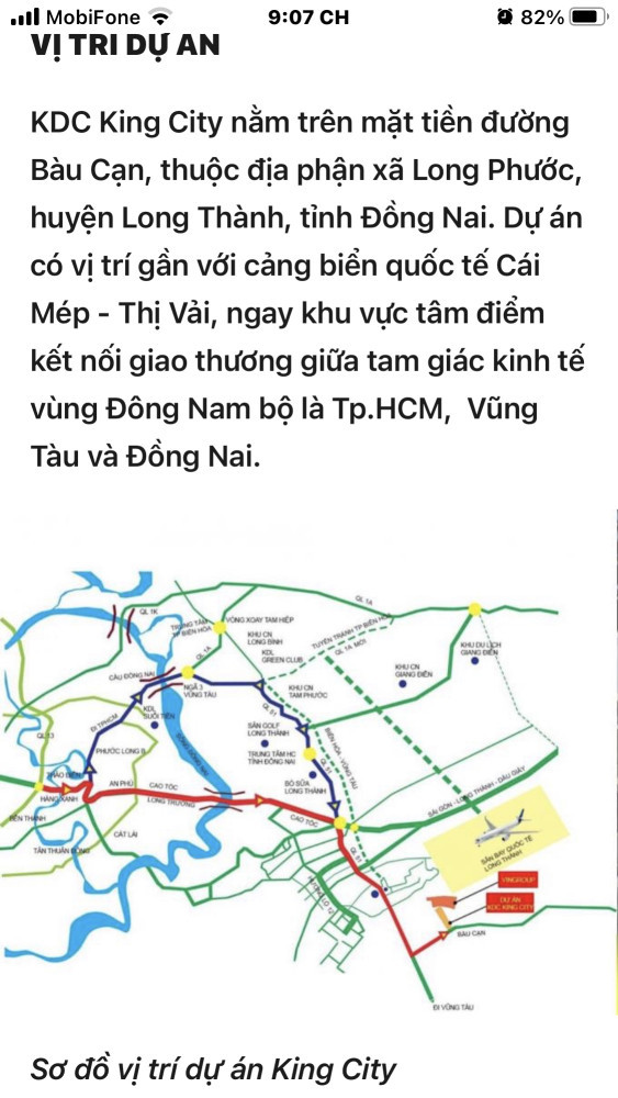 Đất thổ cư toàn phần Dự án KING CITY - Huyện Long Thành