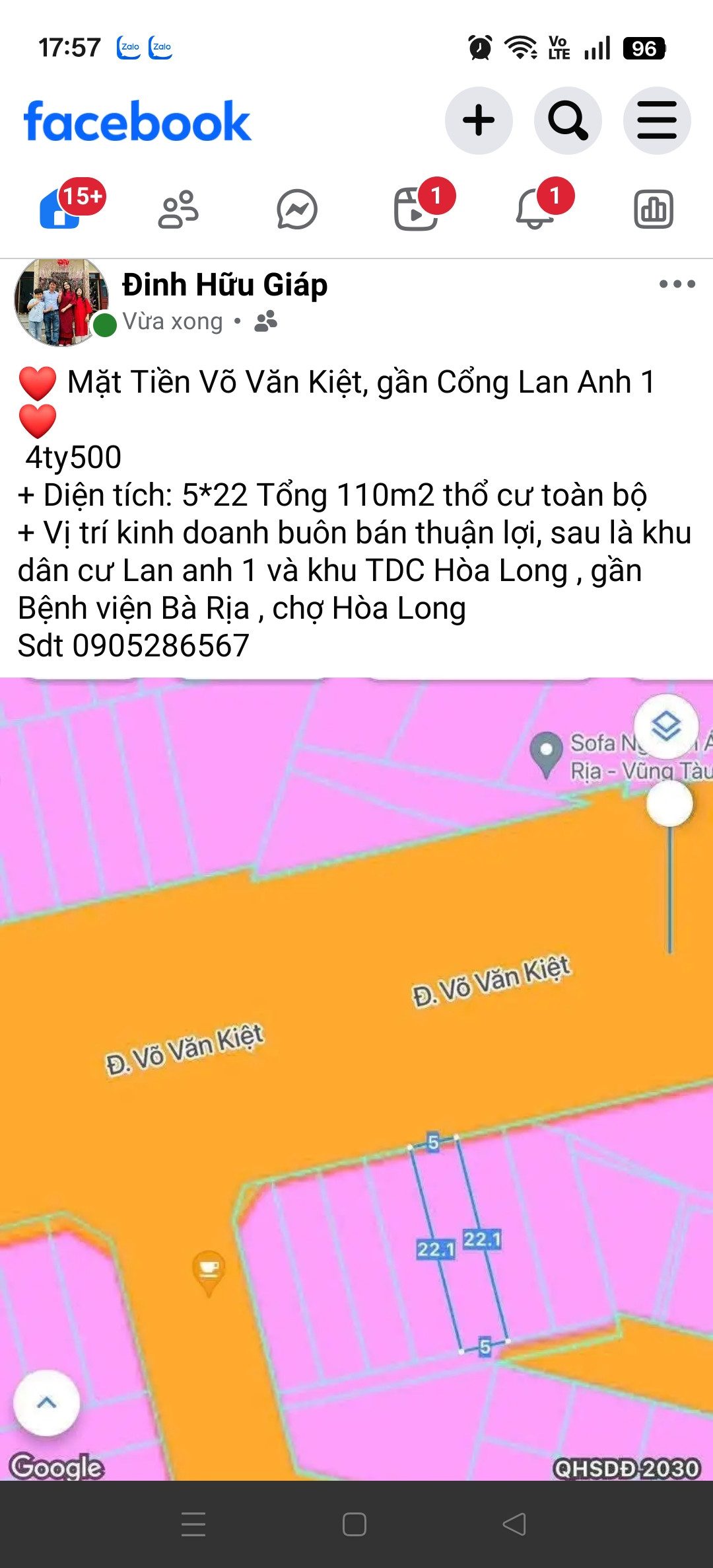 Đất mặt tiền đường Võ Văn Kiệt Hòa Long Bà Rịa vũng tàu