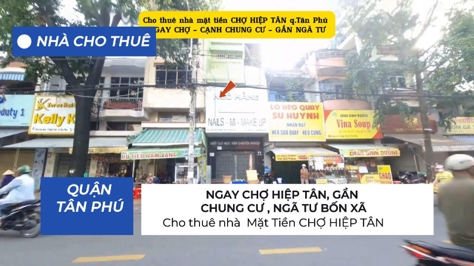 HIẾM-Cho thuê nhà Mặt Tiền CHỢ HIỆP TÂN 64m² ,2 Lầu+ST - GẦN CHUNG CƯ