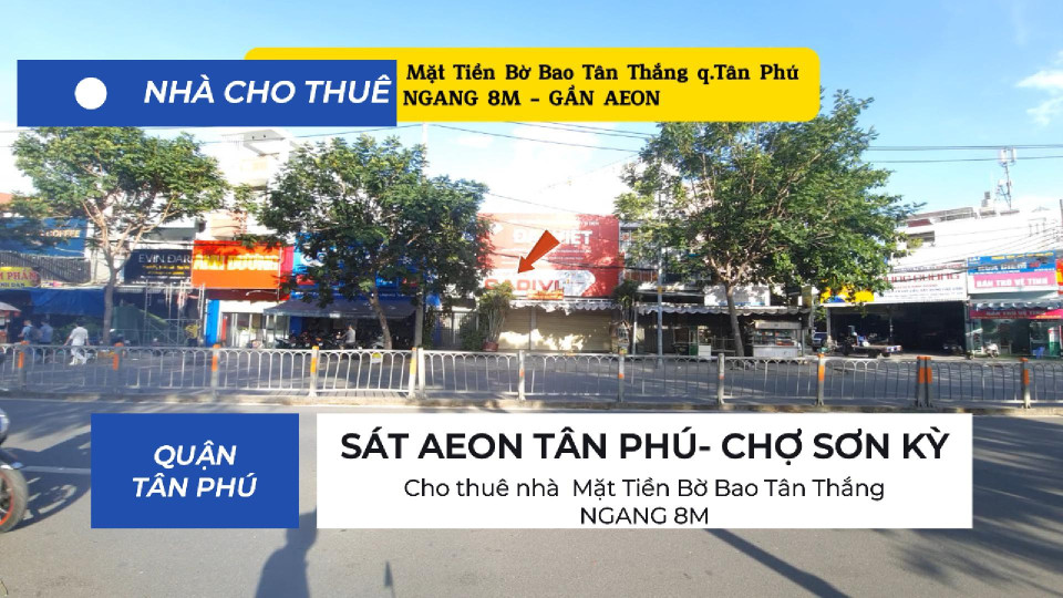 Cho thuê nhà  Mặt Tiền Bờ Bao Tân Thắng 96m² - NGANG 8M- GẦN AEON