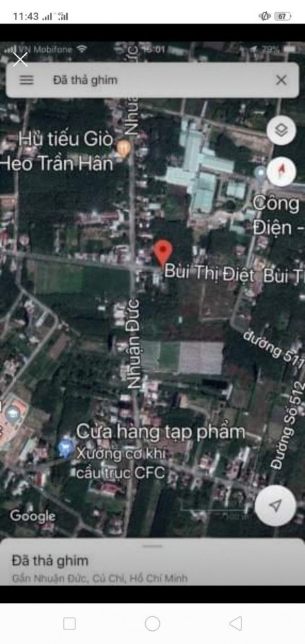 Bán  đất thổ cư 250m² tại đường Bùi Thị Điệt, Xã Nhuận Đức, Huyện Củ Chi, TP. Hồ Chí Minh giá 1.9 tỷ