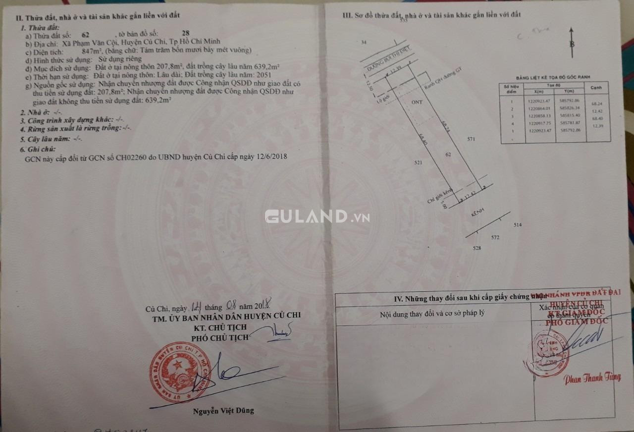 BÁN ĐẤT MẶT TIỀN ĐƯỜNG BÙI THỊ ĐIỆT