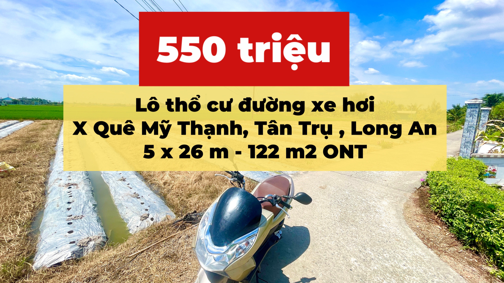 Thổ cư mặt tiền Tân Trụ giá siêu tốt !