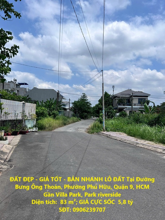 ĐẤT ĐẸP - GIÁ TỐT - BÁN NHANH LÔ ĐẤT Tại Đường Bưng Ông Thoàn, Phường Phú Hữu, Quận 9, HCM