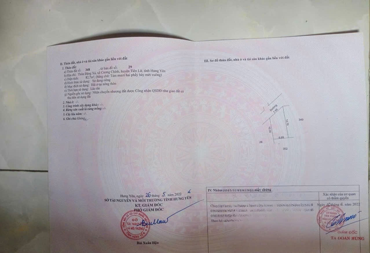 ĐẤT ĐẸP - GIÁ TỐT - Chính Chủ Bán Lô Đất Xã Cương Chính, Tiên Lữ, Hưng Yên