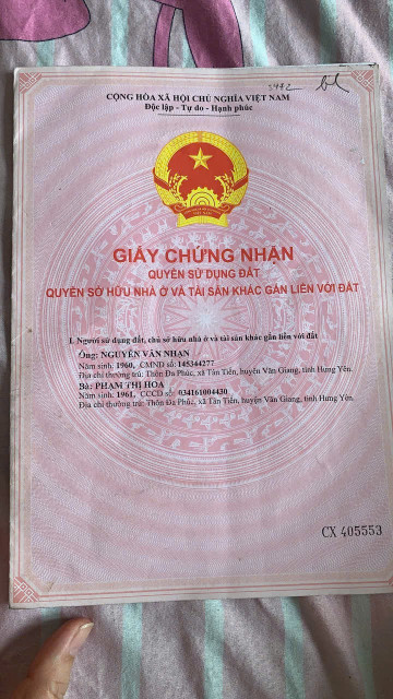 CHÍNH CHỦ Bán Đất Hàng Năm - GIÁ TỐT - Tại Xã Tân Tiến, Huyện Văn Giang, Hưng Yên