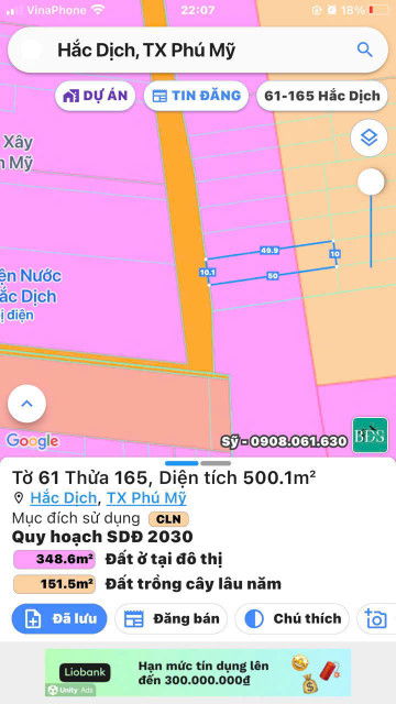 Chủ cần bán đất:
- Diện tích 10*50. Thổ cư 120m.P hắc dịch tp phú mỹ