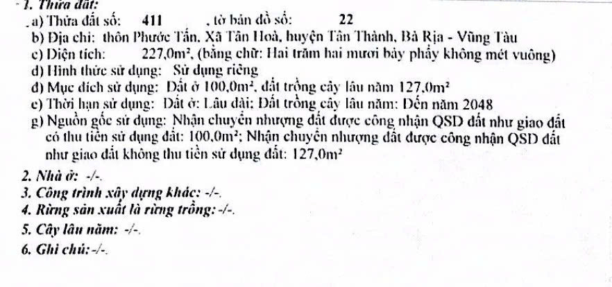 CHỦ CẦN BÁN GẤP ĐẤT BÀ RỊA VŨNG TÀU GIÁ 50TY