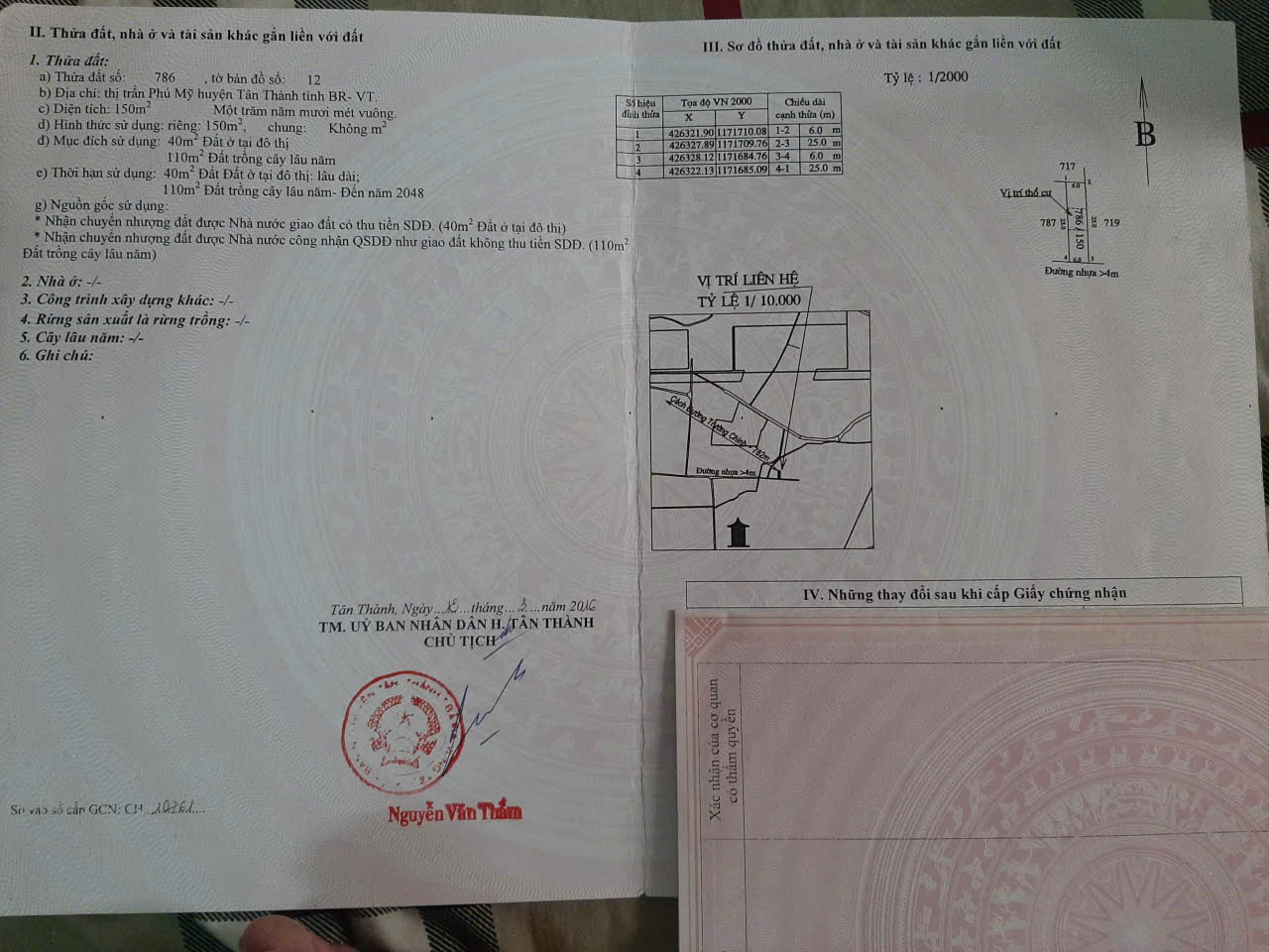 Chủ cần bán lô đất mặt tiền đường Thi Sách hướng Nam