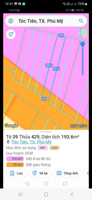 BÁN ĐẤT THỔ CƯ 194M2 GIÁ HỜ - TÓC TIÊN, PHÚ MỸ, BÀ RỊA VŨNG TÀU - SỔ HỒNG CHÍNH CHỦ - 1.6 50 TỶ