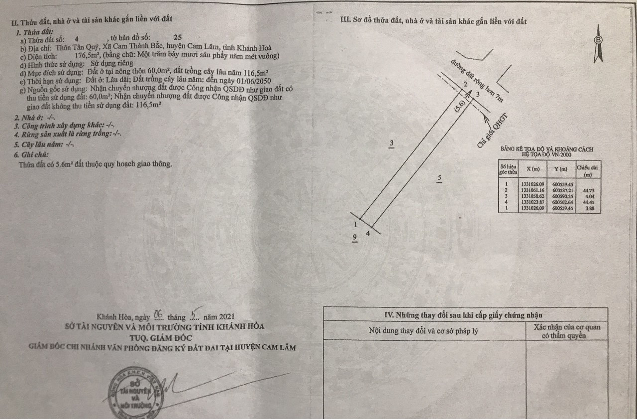 Bán nhà 176m² 1.3 tỷ tại Xã Cam Thành Bắc Huyện Cam Lâm