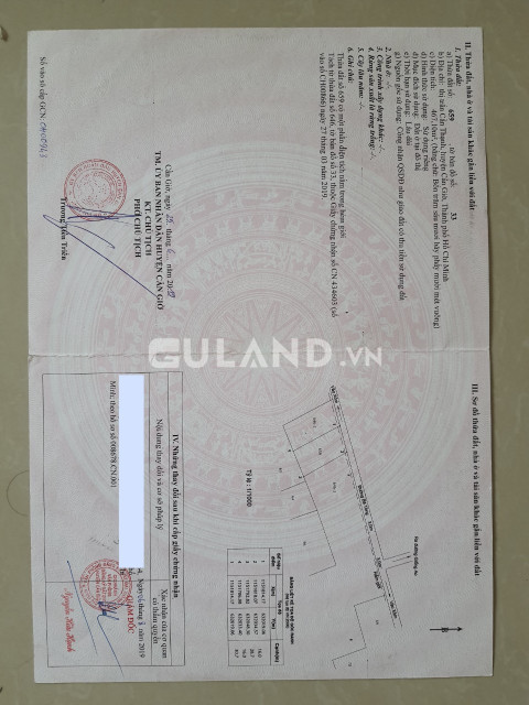 Chủ cần bán gấp lô đất thổ cư full mặt bên tông 4m thị trấn cần Thạnh,cần giờ tp.HCM