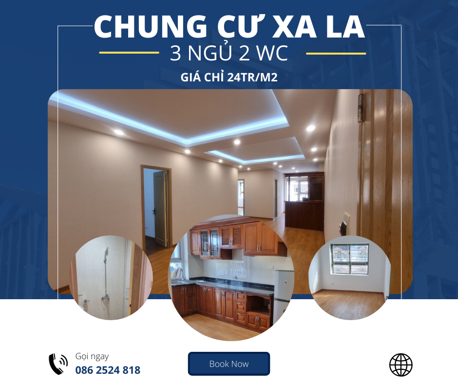 [Xa La] Bán Chung Cư 3 ngủ 2 WC nhà mới, giá chỉ 24tr/m2