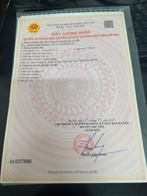 Bán đất 108m² ngang 5,65m giá 2.65 tỷ Xã Kim Anh