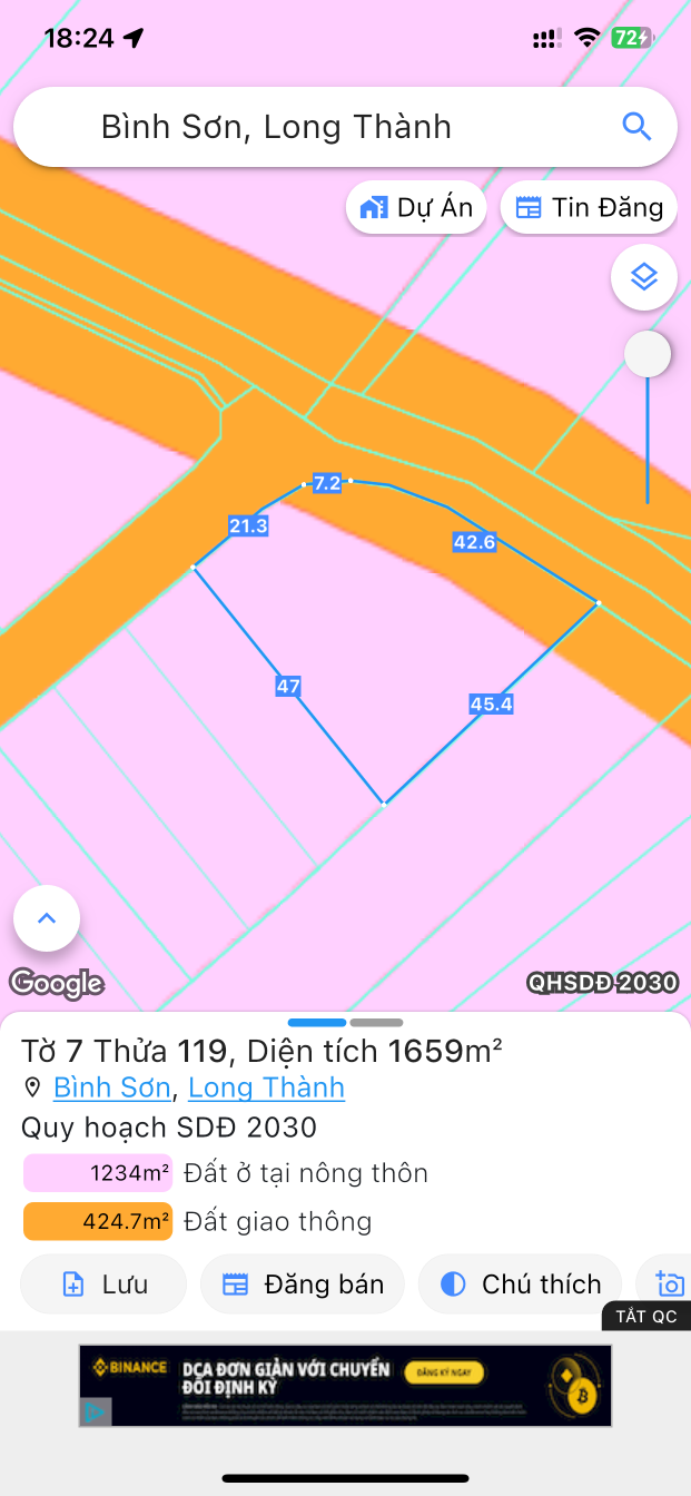 Đất 2 mặt tiền đường gần sân bay Long thành có thổ cư