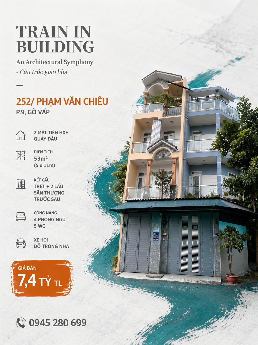 Nhà HXH 14M 2 Mặt Thoáng 252 Phạm Văn Chiêu P9 5x11 CN53m² 4L 4PN Xe Hơi Trong Nhà Chỉ 7.4 Tỷ TL