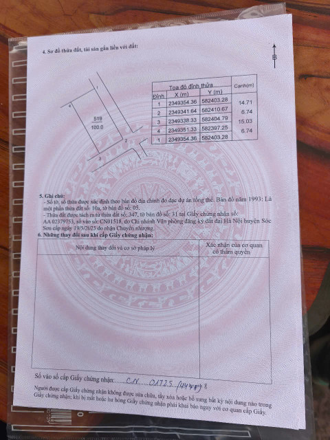 Bán đất 100m² ngang 6,7m giá 3.5 tỷ Xã Nội Bài