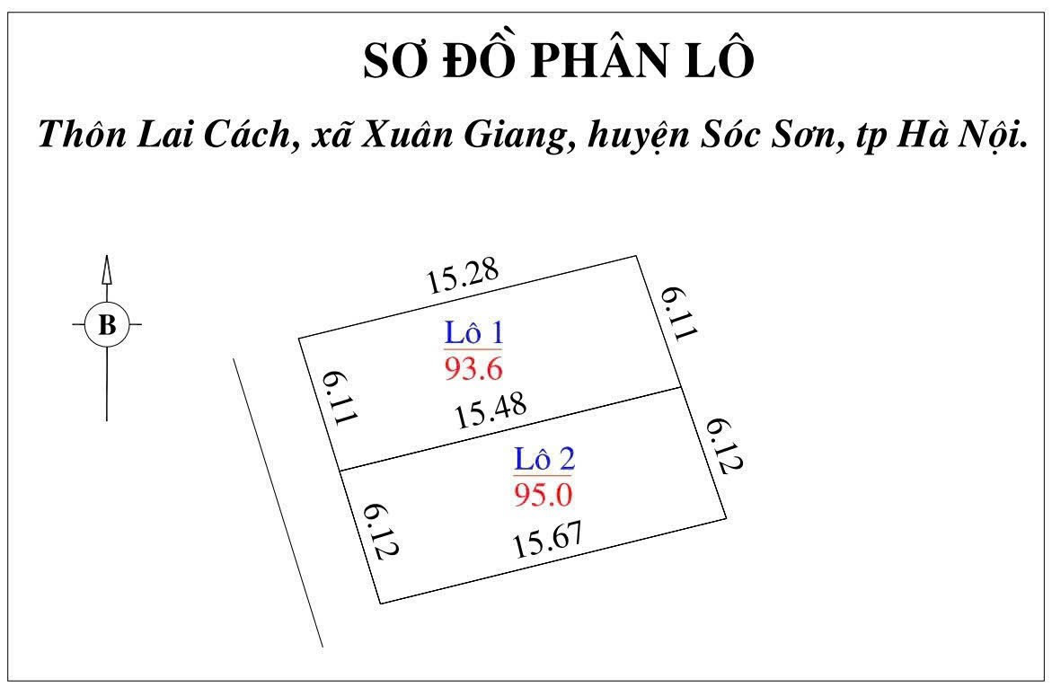 Bán đất 93m² ngang 6,1m giá 750 triệu Xã Đa Phúc