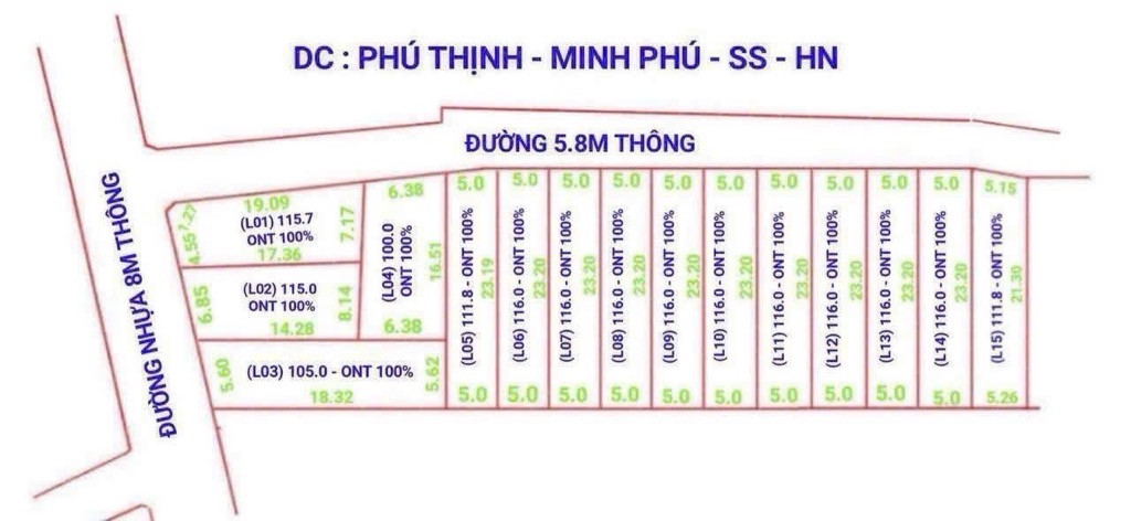 Bán đất 116m² ngang 5m giá 3.3 tỷ Xã Kim Anh